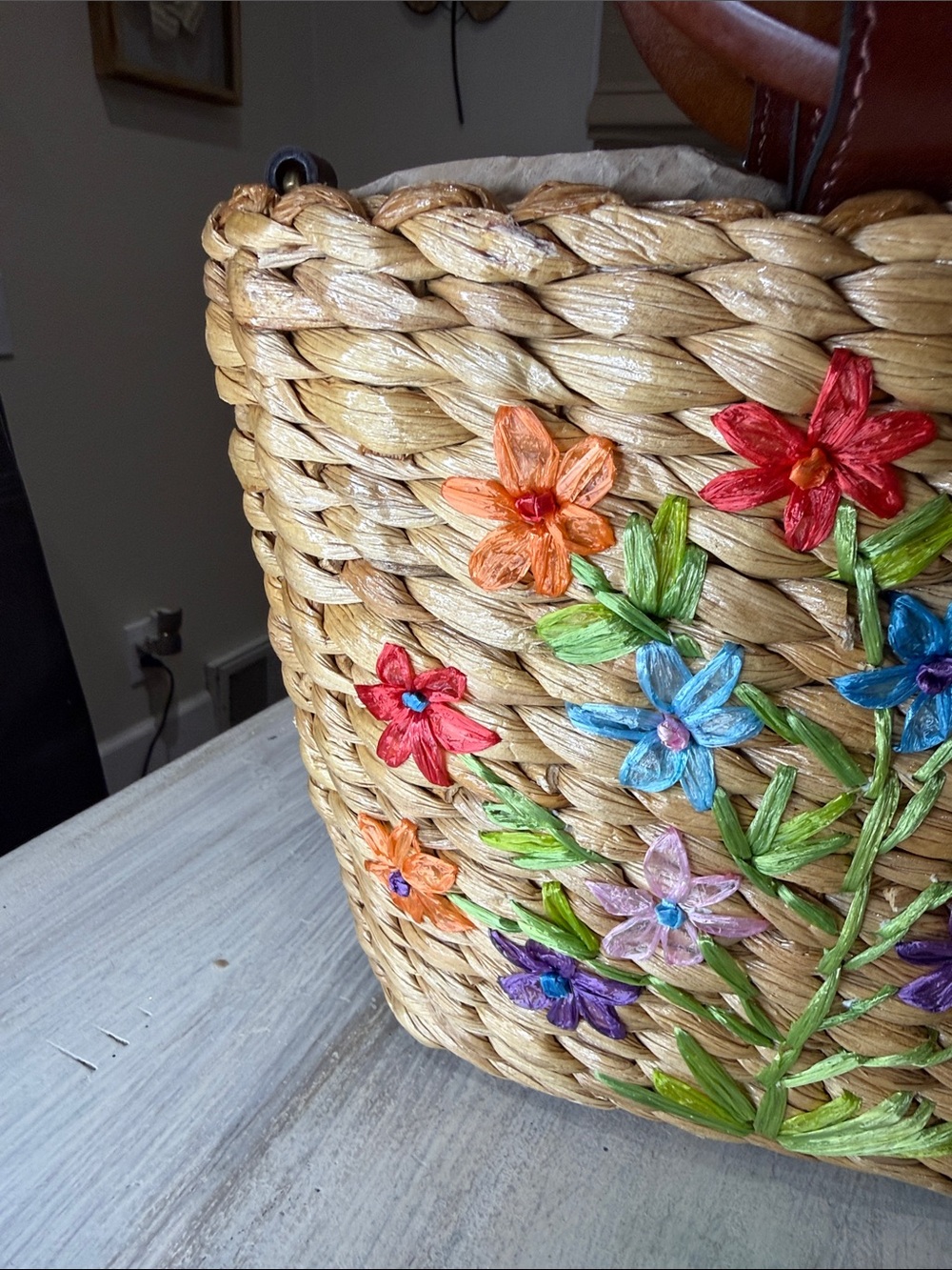 Patricia Nash Straw Crossbody with Multicolor Embroidered Flowers - Picture 2 of 14